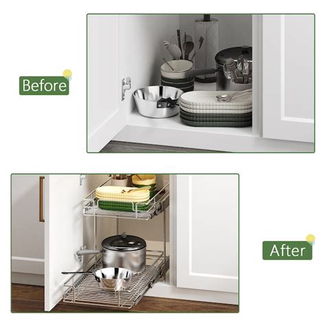 LOVMOR 2 Tier Individual Pull Out Cabinet Organizer 13½in W x 21½in D ...
