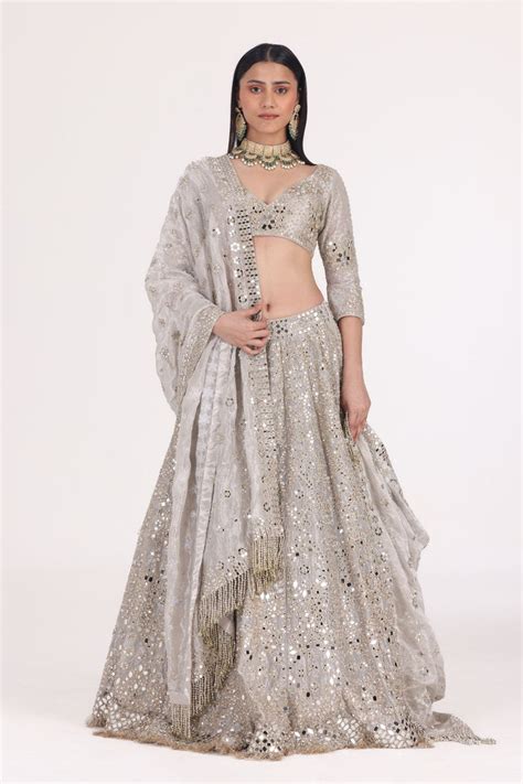 SILVER TISSUE EMBELLISHED LEHENGA SET – abhinavmishra