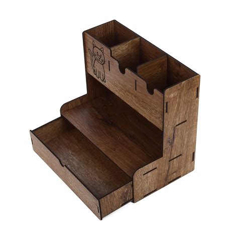 CrazyInk 2 Side Pre Laminated MDF Wooden Square Shape Storage Shelf for ...
