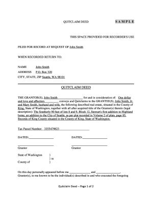 Washington Quit Claim Deed - Fill Online, Printable, Fillable, Blank ...