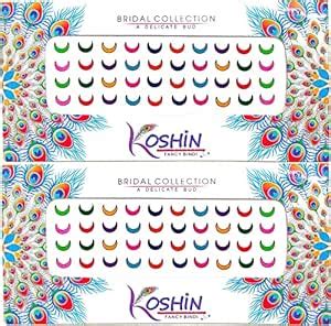 KOSHIN Multi Color Half Moon Shape Size (Per Bindi Height 7 mm x Width ...