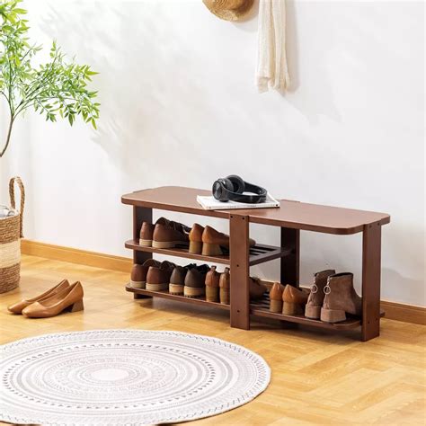 K KELBEL Entrance Bench, Solid Wood Shoe Rack with Storage India | Ubuy