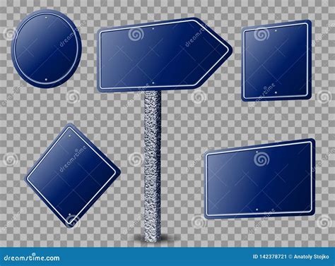 Traffic Signs Blue. Road Board Text Mockup Signage Highway City Set ...