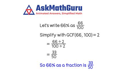 What is 66 percentage as fraction | Percent to Simplest Form Explained