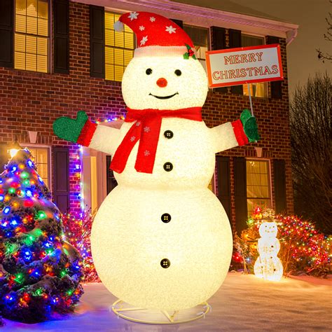 Outdoor Snowman Decorations Lighted, 4FT Collapsible Snowman Christmas ...