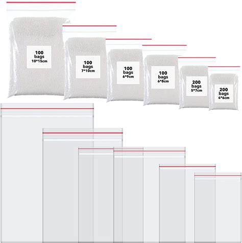 800pc Zip Ziploc Plastic Storage Bags, Assorted Sizes, Resealable Mini ...