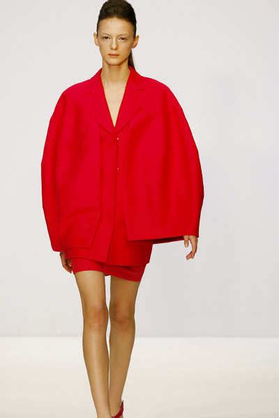 A model displays a creation by Edward Meadham and Benjamin Kirchhhoff ...