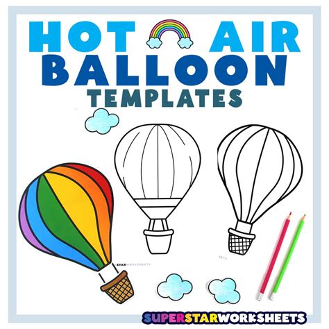 Hot Air Balloon Drawing Template Air Balloon Flying In Blue Sky. Hot