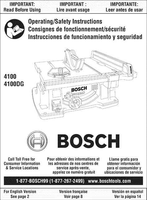 Bosch 4100 User Manual TABLE SAW Manuals And Guides L0803092