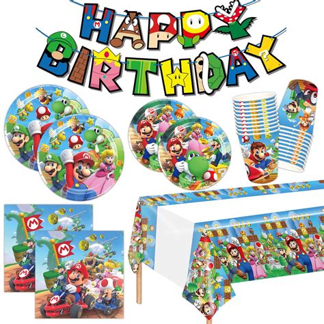 Super Bros Party Supplies Mario Birthday Party Decorations Includes ...