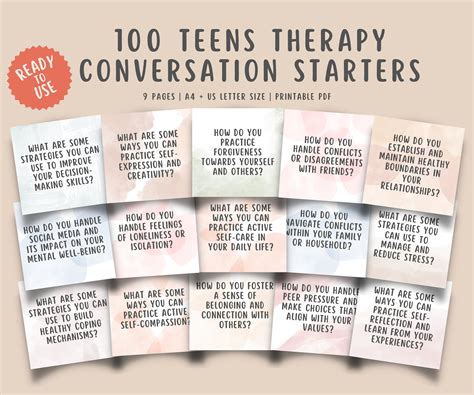 100 Teens Therapy Conversation Starter Cards – MindSpace