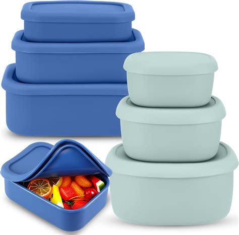 Amazon.com: Uiifan 6 Pcs Silicone Food Storage Containers Nesting ...