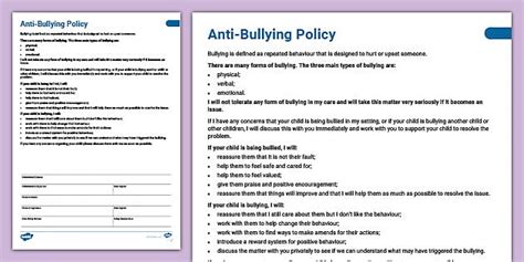 Anti-Bullying Policy for Childminders (teacher made)