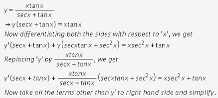 Differentiate w.r.t x, y= x tan x/secx+tanx - CBSE Class 11 - Learn ...