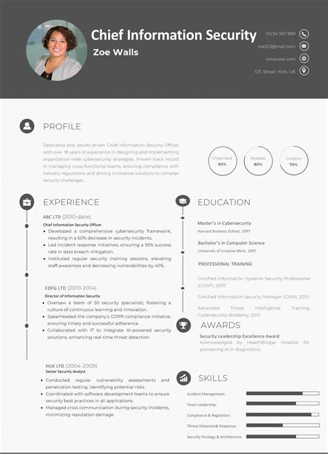 Chief Information Security Officer Sample Resume Security Officer