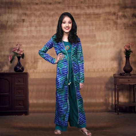 Buy Palazzo Dress - Chanderi Open Gown for Small Girl online