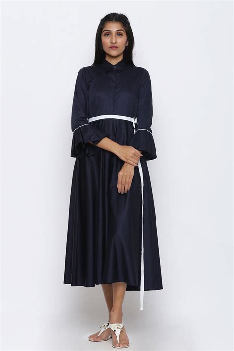 Shop Navy Blue Drama Sleeve Culotte Jumpsuit by ESCAPE BY AISHWARYA at ...