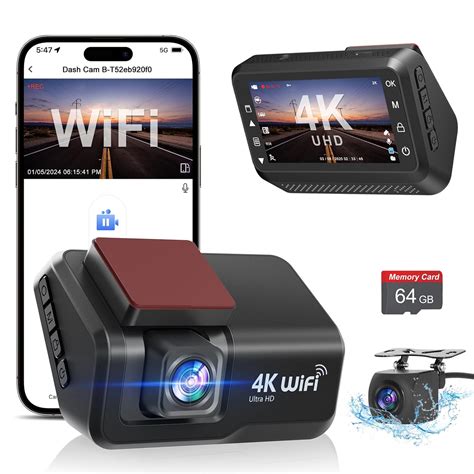 CHORTAU Dash Cam Front and Rear, 4k+1080P WiFi Dual Dash Cam with APP ...