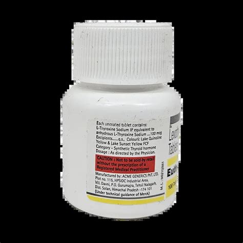 EUTHYROX 100MCG TABLET 100'S - Uses, Side Effects, Price and Generic ...