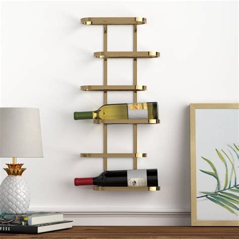 Rivet mid century modern wood floating wall mounted wine rack 27 8 inch ...