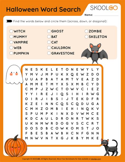 Halloween Word Search Worksheets