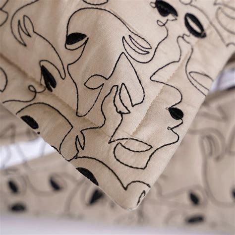 Embroidered King Size Bed Cover Beige Online - Premium Bed Cover | Nestasia