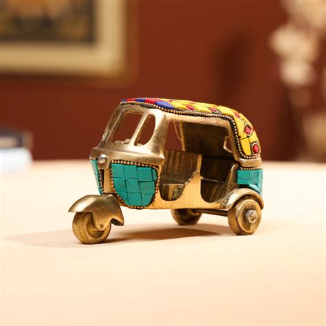 Buy Brass Auto Rickshaw with Stonework – Handcrafted Showpiece – Ethnic ...