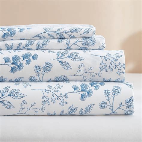 HighBuy Luxury Soft California King Sheets Set White - Vintage Floral ...