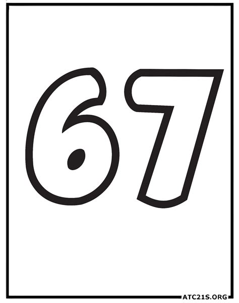 Free Number 67 Coloring Page Download Printable | ATC21S