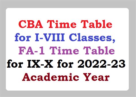New Exam System CBA [OMR Based] for I-VIII Classes, FA-1 for IX-X for ...
