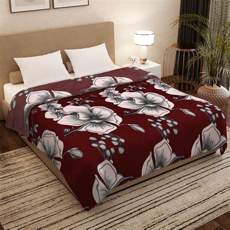 Finley 300 GSM Maroon Floral Double Size Blanket – StoryAtHome.com