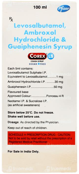 Corex Ls Sugar Free Syrup 100ml: Uses, Side Effects, Price & Substitutes