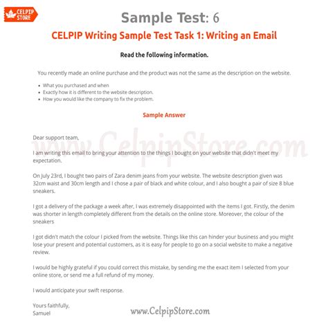 Image result for CELPIP Writing Letter Samples
