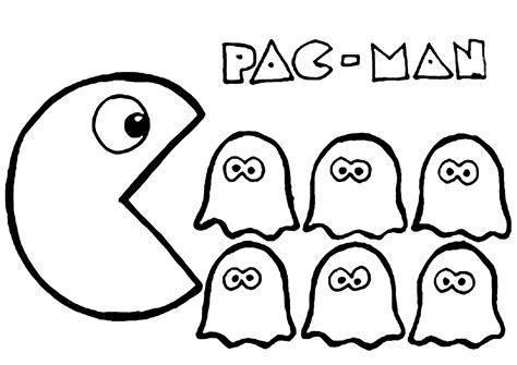 Pacman and ghosts - Pac Man Coloring Pages