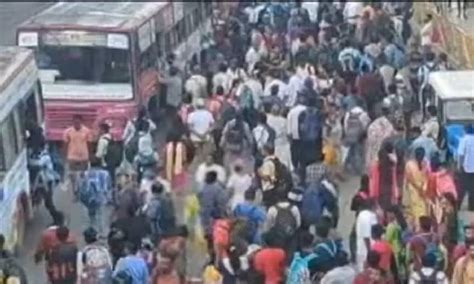 Heavy traffic congestion at Perungalathur as residents return home ...