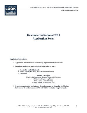 Fillable Online essap tamu Graduate Invitational 2011 Application Form ...