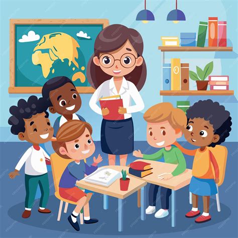 Premium Vector | Engaging Classroom Environment with Happy Students and ...