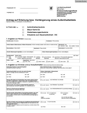 Fillable Online Antrag auf Aufenthaltstitel - M nchen Fax Email Print ...