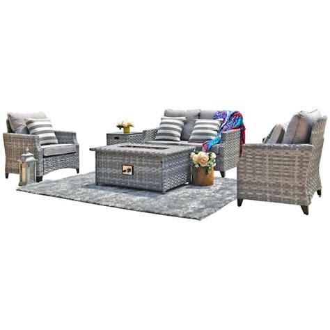 Moda 5-Piece Wicker Patio Conversation Set with Gas India | Ubuy