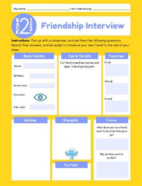 Friend Interview Worksheet 的图像结果