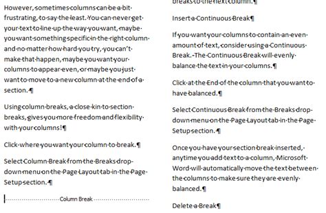 Image result for Column Break Word