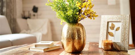 Buy Behoma Metal Hammered Bud Shape Vase for Home Decor Decoratives for ...