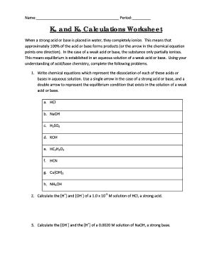 Ka And Kb Calculations Worksheet - Fill Online, Printable, Fillable ...