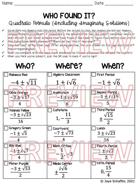 Image result for Quadratic Formula Practice Problems