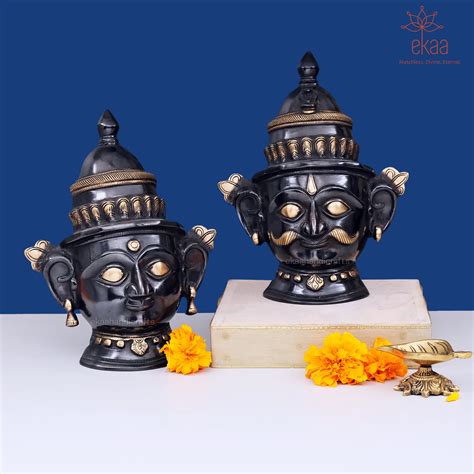 Brass Shiva Gauri Mukhlingam Mask – Ekaa Handicrafts