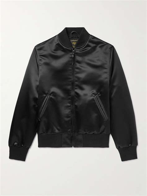 Black satin bomber jacket mens online