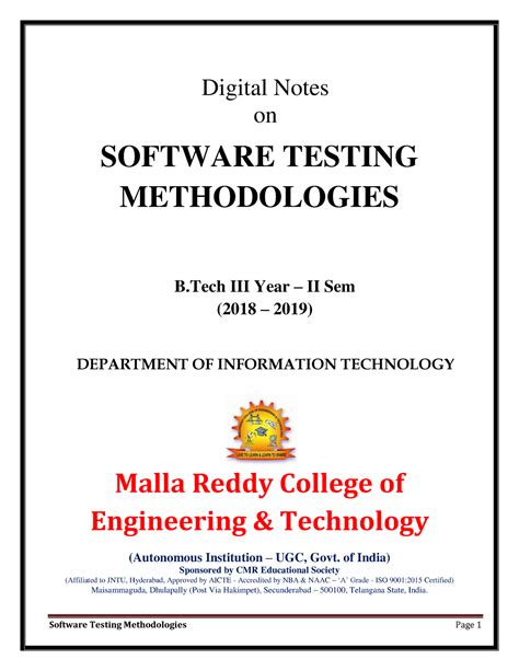 STM Digital Notes - Dept of IT - Digital Notes on SOFTWARE TESTING ...