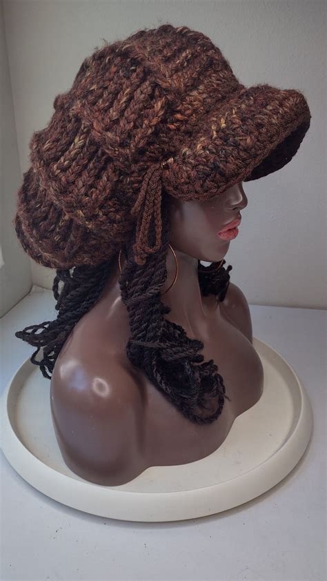 Wool Newsboy Applejack Dreadie Rasta Tam / XL Mushroom Chunky Earth ...