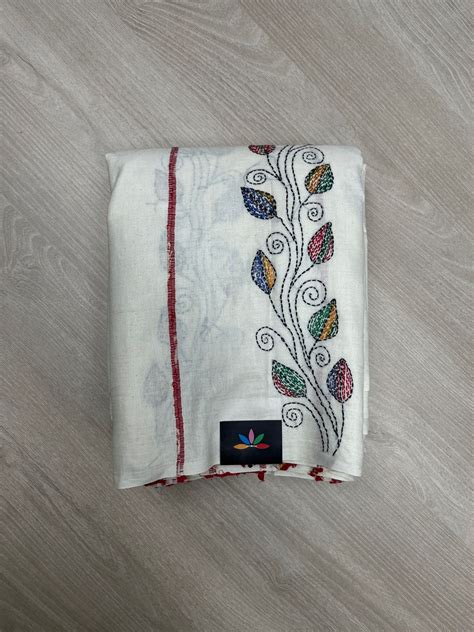 Khesh Kantha Stitch Cotton Saree - 23622 – FABK