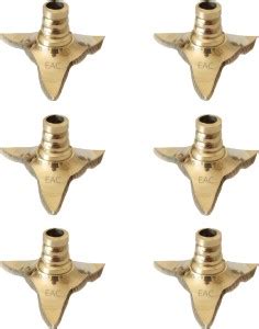 EAC Brass Wick Holder for Pooja Diya, Batti Holder Brass (Pack of 6 ...